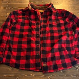 Red and Black Plaid Mens Fleece Shirt